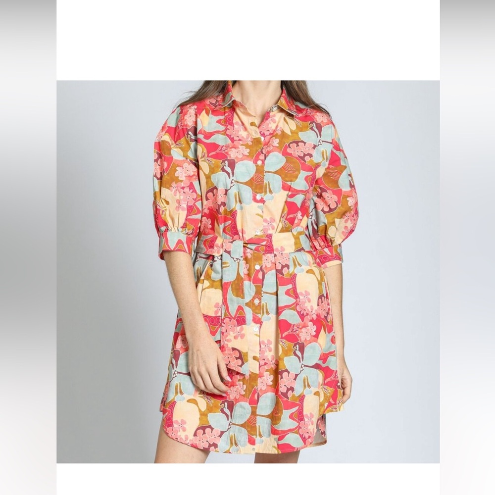 APNY Coral Belted Puff Sleeve Dress in Garden Party Print
Small